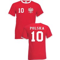Youth Designz T-Shirt Polen Herren T-Shirt im Fußball Trikot Look mit trendigem Motiv von Youth Designz