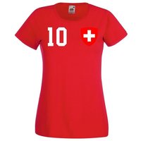 Youth Designz T-Shirt Schweiz Damen T-Shirt im Fußball Trikot Look mit trendigem Motiv von Youth Designz