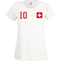 Youth Designz T-Shirt Schweiz Damen T-Shirt im Fußball Trikot Look mit trendigem Motiv von Youth Designz