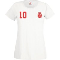 Youth Designz T-Shirt Serbien Damen T-Shirt im Fußball Trikot Look mit trendigem Motiv von Youth Designz