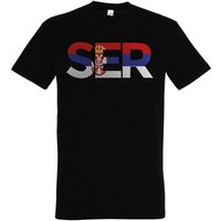 Youth Designz T-Shirt Serbien Herren T-Shirt im Fußball Look mit SER Frontprint von Youth Designz