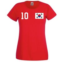 Youth Designz T-Shirt Südkorea Damen T-Shirt im Fußball Trikot Look mit trendigem Motiv von Youth Designz