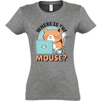 Youth Designz T-Shirt Where Is The Mouse? Damen Shirt mit lustigem Logo Aufdruck von Youth Designz