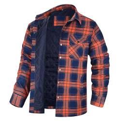 Youthful flying Holzfällerhemd Herren Kariert Flanellhemd Gefüttert Thermohemd Langarm Winter Hemdjacke Flanell Holzfäller Jacke(Size:5XL,Color:Orange) von Youthful flying