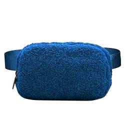 Hüfttaschen Damen multifunktionale Outdoor-Plüsch-Gürteltasche, eine Schulter-Brusttasche Schlüsseltaschen-Geldbeutel Bauchtasche schwarz (Blue, One Size) von Youyu77