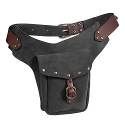 Hüfttaschen Für Männer Vintage mittelalterliche Hüfttasche Tasche kleine Geldbörse sportlich Reiten Hüfte Fanny Taille Schlüssel-Münzbeutel (Grey, One Size) von Youyu77