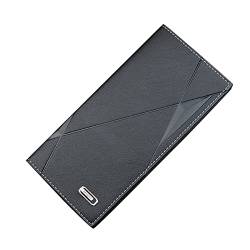 Kleine Brieftasche Herren Mit Münzfach Mode Streifen Lange Brieftasche Kunstleder Einfarbig Männer Business Offene Geldbörse Mehrere Kartenfächer Clutch Bag Schlüsseletui mit (Black, One Size) von Youyu77