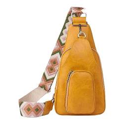 Laufhose Kurz Mit Taschen Damen Stilvolle Schultertasche, Hüfttasche, Taille, einfarbiges Muster mit PU-, Umhängetasche, Reise, Sport, Umhängetasche Schlüsseletui mit (Yellow, One Size) von Youyu77