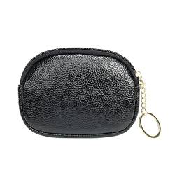 Mini Brieftasche Mit Kleingeld Mode Frauen Kunstleder Einfarbig Reißverschluss Schlüsseltasche Umschlag Tasche Handtasche Wechselgeldbörse Schlüssel-Geldbörse mit Reißverschluss (Black, One Size) von Youyu77