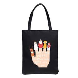 Papiertragen Taschen Männer und Frauen Umhängetasche Mode einfache Trend Cartoon niedliche Weihnachten Bedruckte Segeltuchtasche Schlüsseletui mit Schlüsselring und RFID-Schutz (G, One Size) von Youyu77