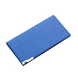 Youyu77 Brieftasche Damen Klein Modern Fashion ID Long Wallet Hasp Canvas Solid Color Men Open Purse Multiple Card Slots Clutch Bag Mini-Schlüsselgeldbörse mit Druckknopfverschluss (Blue, One Size) von Youyu77