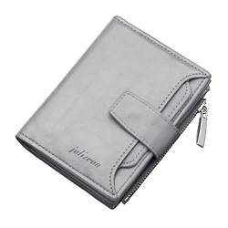 Youyu77 Geldbörsen Herren Blau Fashion ID Short Wallet Solid Color Hasp Herren Open Purse Multiple Card Slots Clutch Bag Stickerei Moon-Tasche (Grey, One Size) von Youyu77