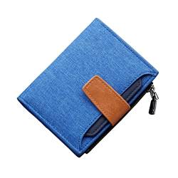 Youyu77 Geldbörsen Männer Klein Fashion ID Short Wallet Solid Color Damen Herren Canvas Haspe Geldbörse Mehrere Kartenfächer Clutch Bag Quasten Tasche (Blue, One Size) von Youyu77