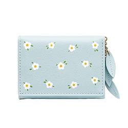 Youyu77 Geldbörsen in Kleine Damen-Geldbörse mit Blumenmuster, Multi-Karten-ID-Tasche, Damen-Geldbörse, Mini-Fronttasche, Geldbörse Halbmondförmige Hüfttasche (Blue, One Size) von Youyu77