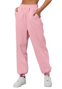 Yovela Y2k Damen-Jogginghose mit hoher Taille, bequeme Baumwolle, hohe Taille, Jogginghose mit Taschen, hellrosa Farbe, S von Yovela
