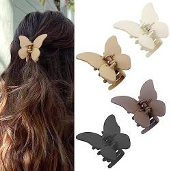 Yovell Schmetterlings-Haarspangen, 4 Stück, matte Haarklammern für dickes, dünnes Haar, rutschfeste mittlere Clips für Frauen und Mädchen, Haar-Accessoires von Yovell