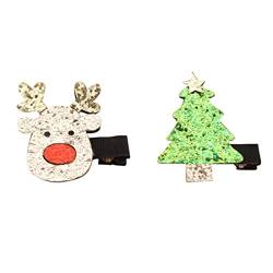 2 Stück niedliche Weihnachtshaarspangen Weihnachtsbaum Santa Clip Clips Haarnadel Kopfschmuck Haarschmuck für Mädchen Haarspangen Clip (D) von Yowablo