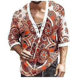 Bluse Tops Hemden Herren Sommermode Lässig Krawatten Ärmel Hemd T-Shirt Jacke Top (XL,2orange) von Yowablo