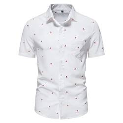 Herren Frühling Sommer Top Shirt Lässig Sport Strand Shirt Baumwollmischung Bedruckt Kurzarm Mode Shirt Sexy Hemden Herren (L,Rot) von Yowablo