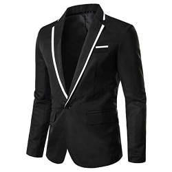 Herren Stilvoller Casual Solid Business Hochzeit Outwear Mantel Anzug Tops Und Hose Herren (Black, M) von Yowablo