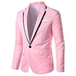 Herren Stilvoller Casual Solid Business Hochzeit Outwear Mantel Anzug Tops Und Hose Herren (Pink, XL) von Yowablo