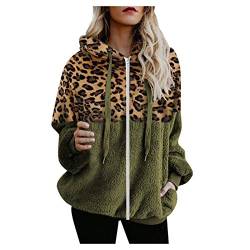 Hoodie Damen ragwear Jacke Sweatjacke Klamotten Clothes Sommerjacke Damen Kapuzenpullover Mantel Frauen Winter Warme Wolle Reißverschluss Taschen Baumwolle Outwear (XXL,3Armeegrün) von Yowablo