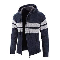 Hoodie mit Kapuze Pullover Pulli Strick-Sweatshirt-Strickjacke-Cardigan, Freizeit-Winter-Kapuzen-Pulli-Strick-Jacke, Fleece-Innenseite Outdoor Herren Kapuzenjacke für Hoodie Herren ( M,6marine ) von Yowablo