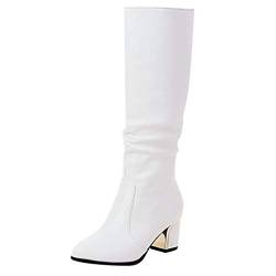 Reitstiefel Damen Winterreitstiefel Stiefel Frauen Knie High Fashion Schuhe Sexy High Heel Winter Warme Schneeschuhe (43,Weiß) von Yowablo