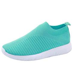 Schuhe Frauen Outdoor Mesh Casual Slip On Bequeme Sohlen Laufen Sportschuhe (37,Grün) von Yowablo