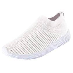 Schuhe Frauen Outdoor Mesh Schuhe Casual Slip On Bequeme Sohlen Laufen Sportschuhe (43,Weiß) von Yowablo