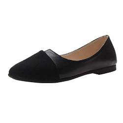 Schuhe Frauen Spleiß Farbe Wohnungen Mode Pointed Toe Ballerina Ballett Flat Slip On (37,Schwarz) von Yowablo