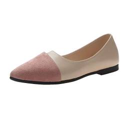 Schuhe Frauen Spleiß Farbe Wohnungen Mode Pointed Toe Ballerina Ballett Flat Slip On (38,Rosa) von Yowablo