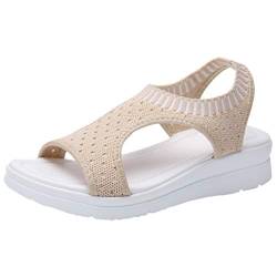 Schuhe Sandalen Frauen Atmungsaktiver Komfort Aushöhlen Casual Wedges Cloth (37,Beige) von Yowablo