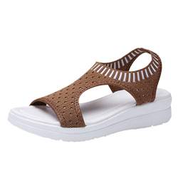 Schuhe Sandalen Frauen Atmungsaktiver Komfort Aushöhlen Casual Wedges Cloth (38,Khaki) von Yowablo
