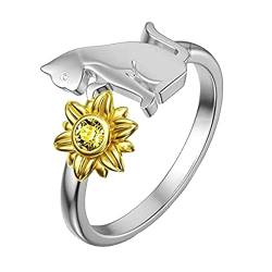 Yowablo Blumengeschenk Personalisierter Ring Ring Ring Ses M鋎chen Niedliche Katze Sonne Ringe Ringe Mit Verschluss von Yowablo
