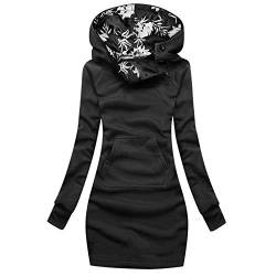 Yowablo Damen Hoodie Kapuzenpullover Sweatshirt Frauen Mode Plaid Print Jacke Reißverschluss Langarm Mantel mit Tasche (M,2Schwarz) von Yowablo