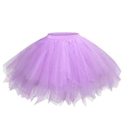 Yowablo Damen Petticoat 50er Jahre Retro Tutu Tüllrock Normale und Große Größen (XL,1Lila) von Yowablo