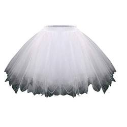 Yowablo Damen Petticoat 50er Jahre Retro Tutu Tüllrock Normale und Große Größen (XXL,1Weiß) von Yowablo