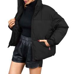 Yowablo Daunenjacke Damen Winter Leichte Winterjacke für Damen. Kurzer, verstaubarer, gesteppter Daunenjackenmantel mit Reißverschluss Schwarz Damen Winter (Black, L) von Yowablo