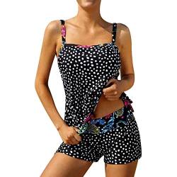 Yowablo Dot Black Trendy Tankini Damen hohe Badeanzug taillierte Polka verstellbar Bademode Tankinis Set Plastik Herren von Yowablo