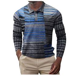 Yowablo Hemd Herren Herbst Winter Schlanke Knopfbluse Druck Top Revers Große Größe Mehrfarbig Bedruckt Langarm (XXL,1blau) von Yowablo