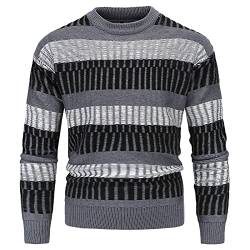 Yowablo Herren Herbst- und Winter-Pulverlater-Töpfe Loose-Streifenpulli für Männer Sweatshirts lässige Bluse Herren Bekleidung Winterjacke von Yowablo