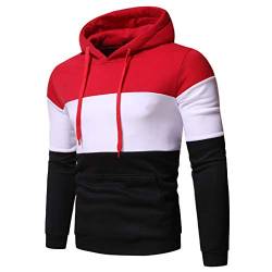 Yowablo Herren-Kapuzen-Sweatshirt mit Kapuze, Pullover, Kleidung, Trainingsanzug, langärmlig, Winter, lässig, Oberteil, Bluse Gr. Large, 5 x Rot von Yowablo