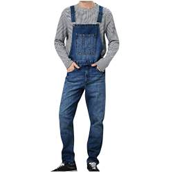 Yowablo Herren Overall Latzshorts Arbeitshosen Jeans Jumpsuit Overall Shorts Lightwash Hosenträger Kurze Jeanshose Denim Latzshorts Freizeit (XL,1- Dunkelblau) von Yowablo