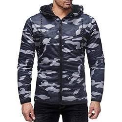 Yowablo Kapuzenpullover Pullover Sweatshirt Herren Hoodie Casual Hoodie Pullover Sweatshirt Langarm Kapuzen-Strickjacke Herren Casual Slim Langarm Camouflage Zipper (L,1marine) von Yowablo