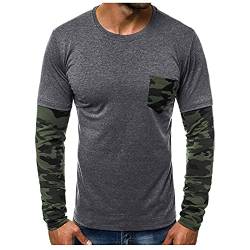 Yowablo Langarmshirt Regular Fit Freizeit T-Shirt Top Herren Sommer Slim Casual Camouflage Bedruckte Langarmbluse (M,3grau) von Yowablo