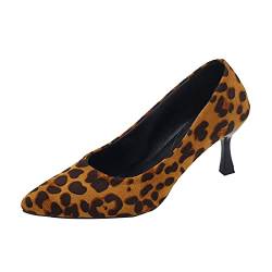 Yowablo Mode Sommer und Herbst Frauen Pumps Einfarbig Leopardenmuster Lässig Sexy Stil Damen Keilabsatz Schuhe Winter von Yowablo