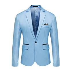 Yowablo Outwear Herren Mäntel Jacken Hochzeit Anzug Business Casual Herren Stilvolle Oberteile Mantel Solide (XL,3Himmelblau) von Yowablo