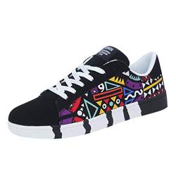 Yowablo Sneakers Herrenmode Lässige Schnürfarbe für Canvas Sportschuhe Graffiti-Schuhe (42,Schwarz) von Yowablo