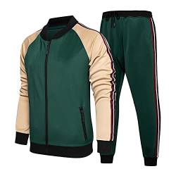 Yowablo Trainingsanzug Jogginganzug Sportanzug Jogging Anzug Jogging-Anzug Trainings-Anzug Jogging-Hose Herren Top Bluse Lange Hosen Sets Herren Herbst Patchwork Langarm (XXL,7armeegrün) von Yowablo